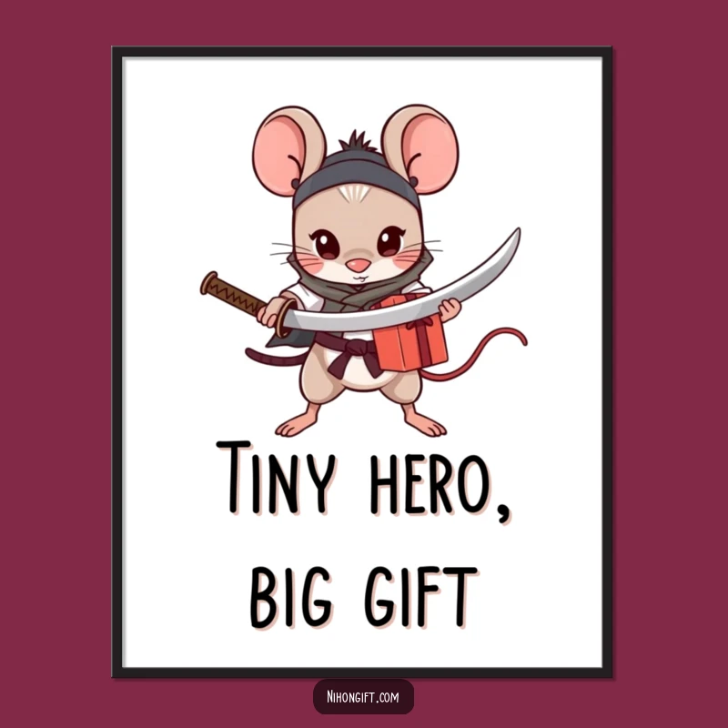 Funny Free Printable Wall Art: Brave Mouse Protects Gift!