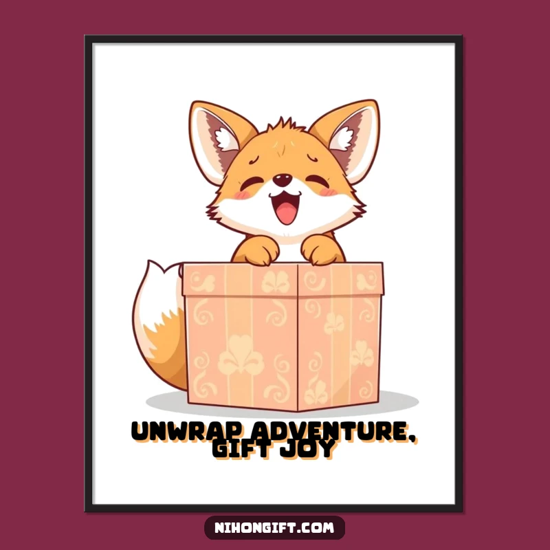 Free Printable Fox Puppy Art: Gift Unwrapping Whimsical Decor Downloadable