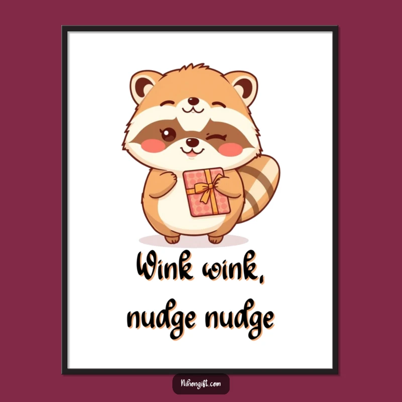 Kawaii Tanuki Gift Art: Funny Free Printable Wall Art, Downloadable Whimsical Decor