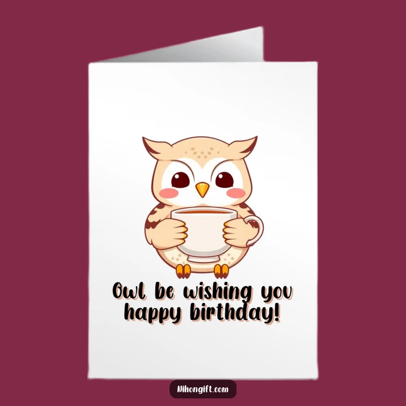 Free Printable Birthday Card: Owl Delivers Tea!