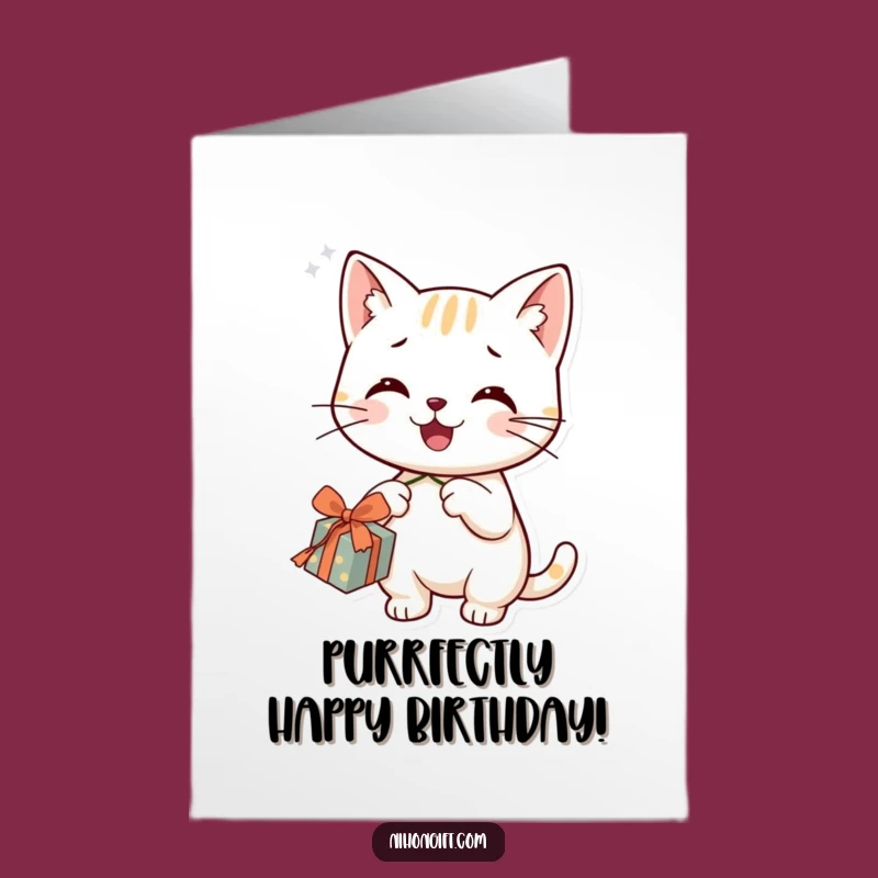 Free Printable Birthday Cat Card: Playful String Dangler, Funny Downloadable Greeting for a Purrfect Day