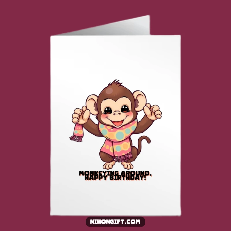 Free Printable Monkey Birthday Card: Funny Monkey Scarf Gift, Downloadable DIY Joy!