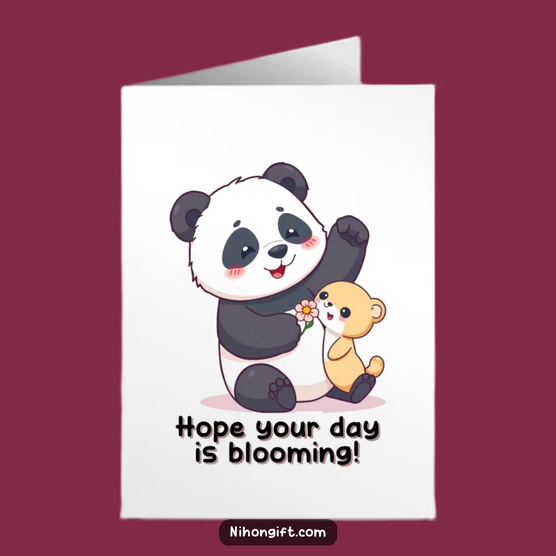Free Printable Panda Birthday Card: Cute Flower Gift Humor, Downloadable Funny Greeting