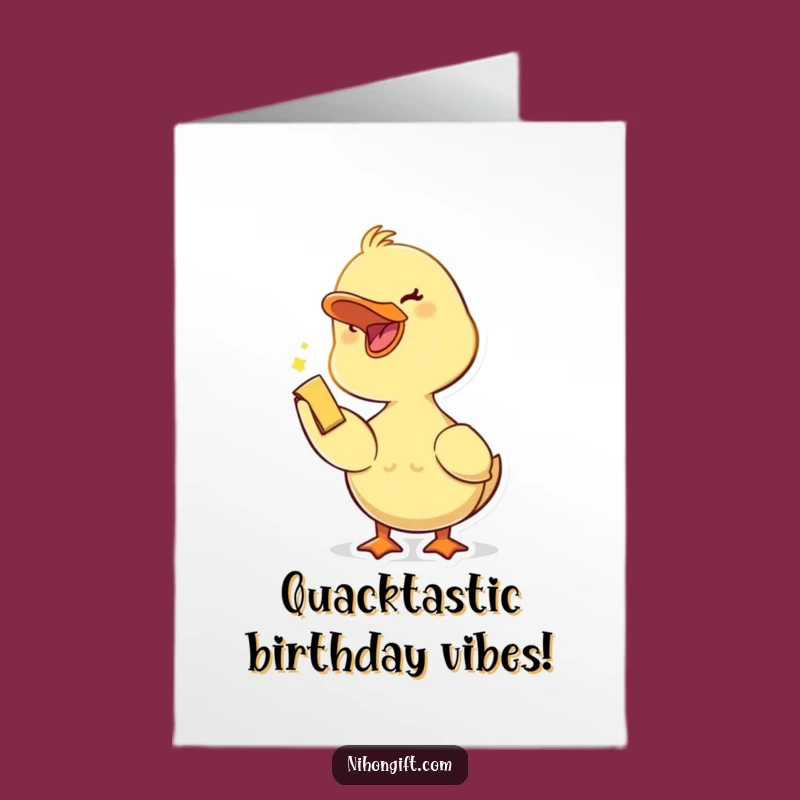 Funny Free Printable Birthday Card: Happy Duckling with Trinket, Joyful DIY Gift
