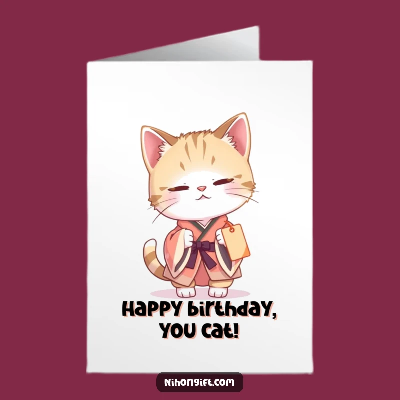 Free Printable Birthday Card: Curious Cat's Gift Tag Fun - Downloadable