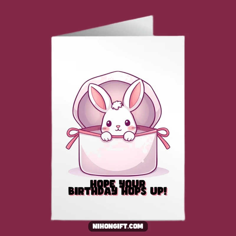 Free Printable Rabbit Birthday Card: Surprise Peek from Gift Bag, Funny Downloadable Joy