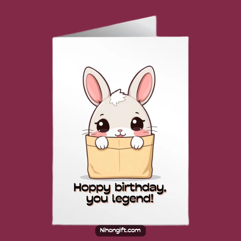 Free Printable Birthday Bunny Card: Curious Peek, Funny Downloadable Greeting for a Hoppy Celebration