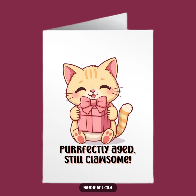 Free Printable Kawaii Cat Birthday Card: Funny Downloadable Gift for Cat Lovers