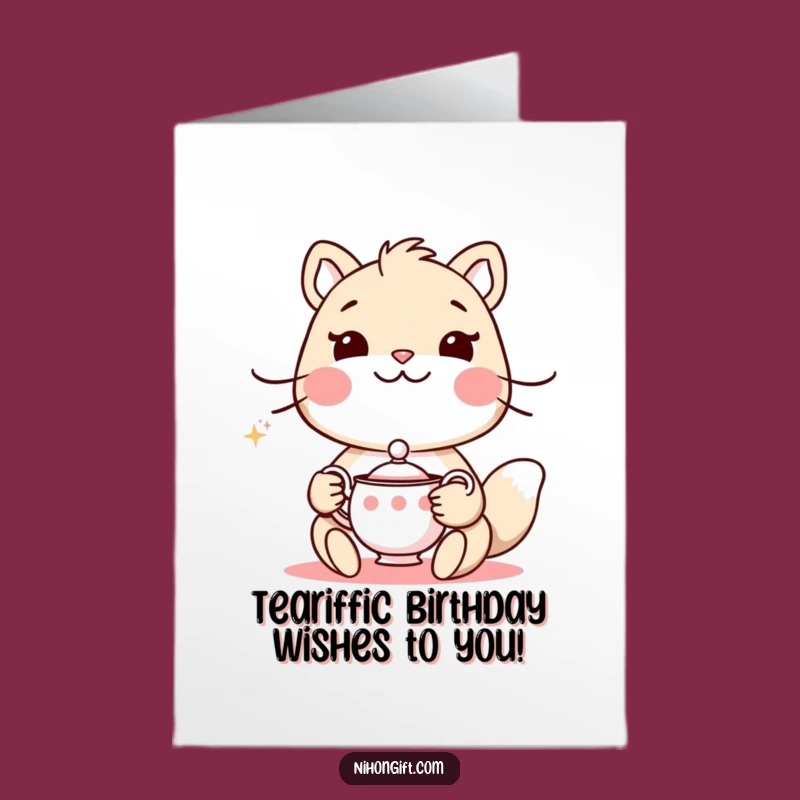 Free Printable Tea Time Birthday Card - Funny Animal Downloadable Gift