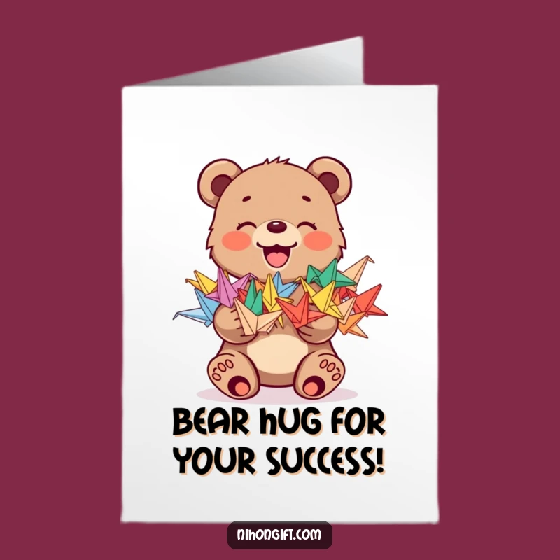 Free Printable Bear Congrats Card: Origami Cranes Humor, Downloadable Success Greeting