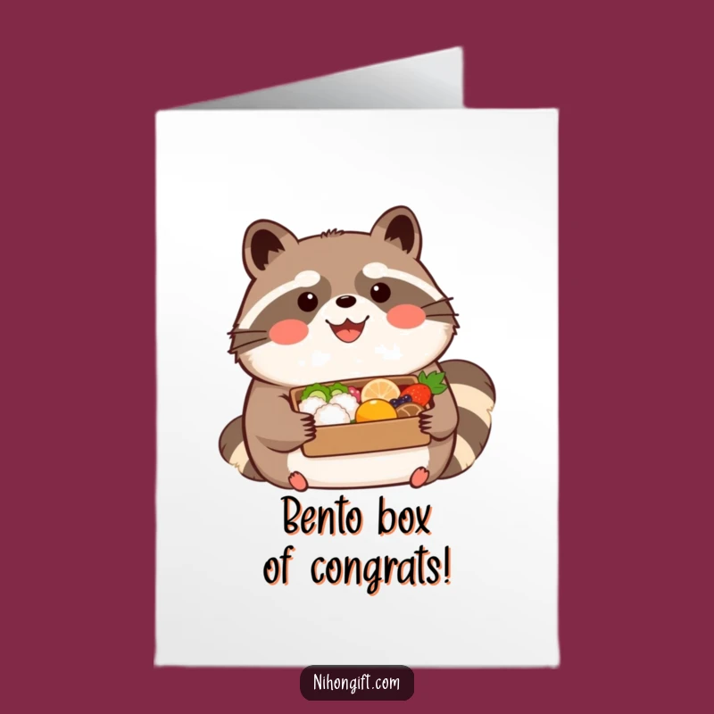 Free Printable Tanuki Congrats Card: Bento Celebration Downloadable