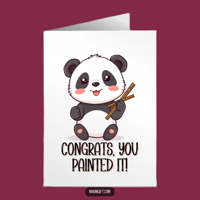 Free Printable Congrats Card: Panda Artist Smile Downloadable Gift for Happy Occasions