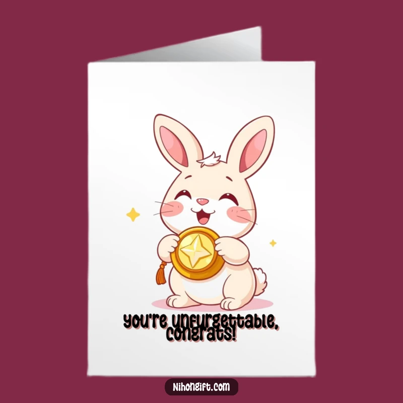 Free Printable Bunny Congrats Card: Shiny Trinket Humor, Downloadable Success Greeting