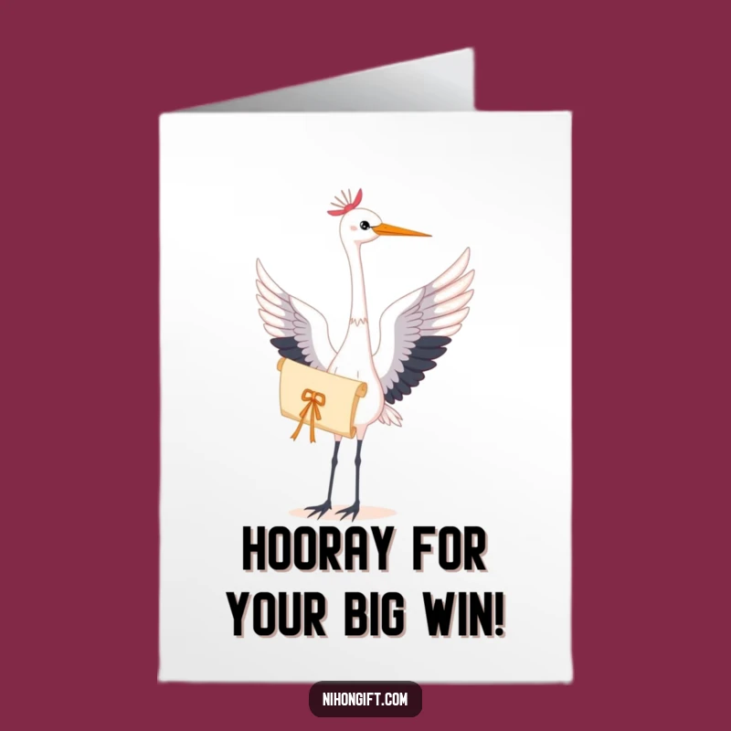 Free Printable Congrats Card: Crane Scroll - Elegant Success Downloadable Gift