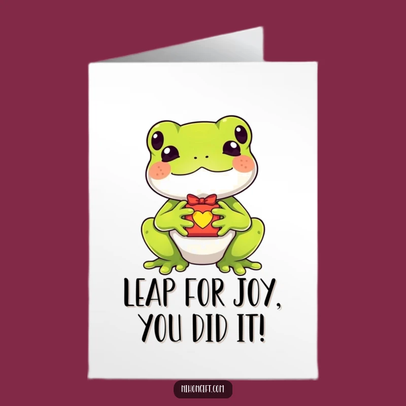 Free Printable Congrats Card: Kawaii Frog Lucky Charm - Funny Downloadable Gift