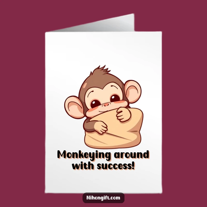 Free Printable Congrats Card: Monkey Behind Gift - Playful Downloadable