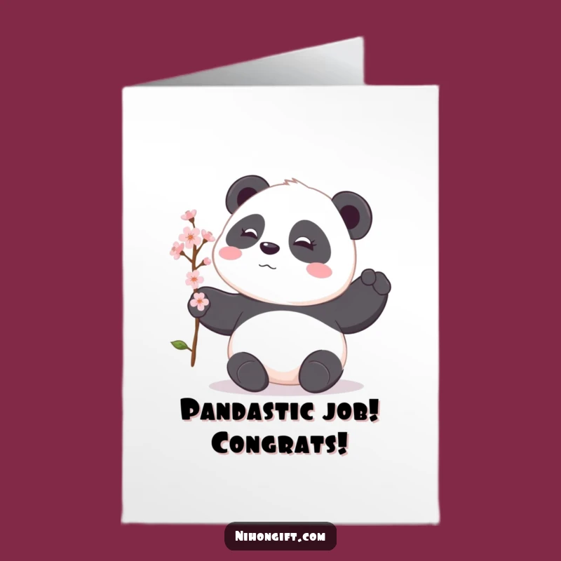 Free Printable Congrats Card: Panda's Blossom Congratulations - Downloadable