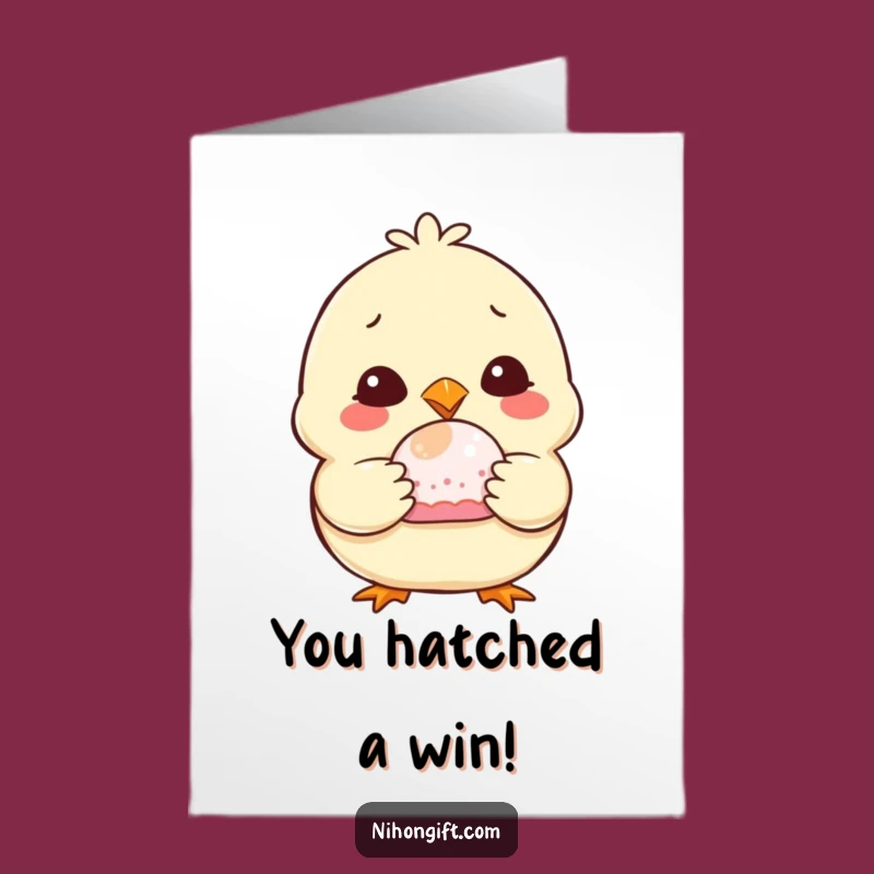 Free Printable Congratulations Card: Chubby Chick Mochi - Joyful Downloadable Gift