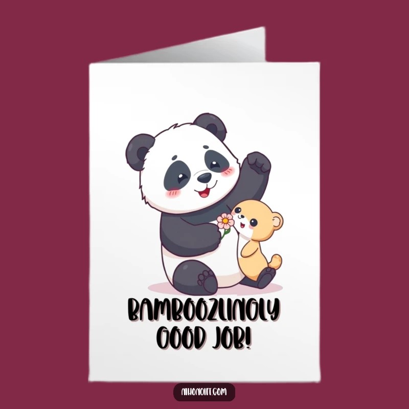 Free Printable Panda Congrats Card: Cute Flower Gift Humor, Downloadable Success Greeting