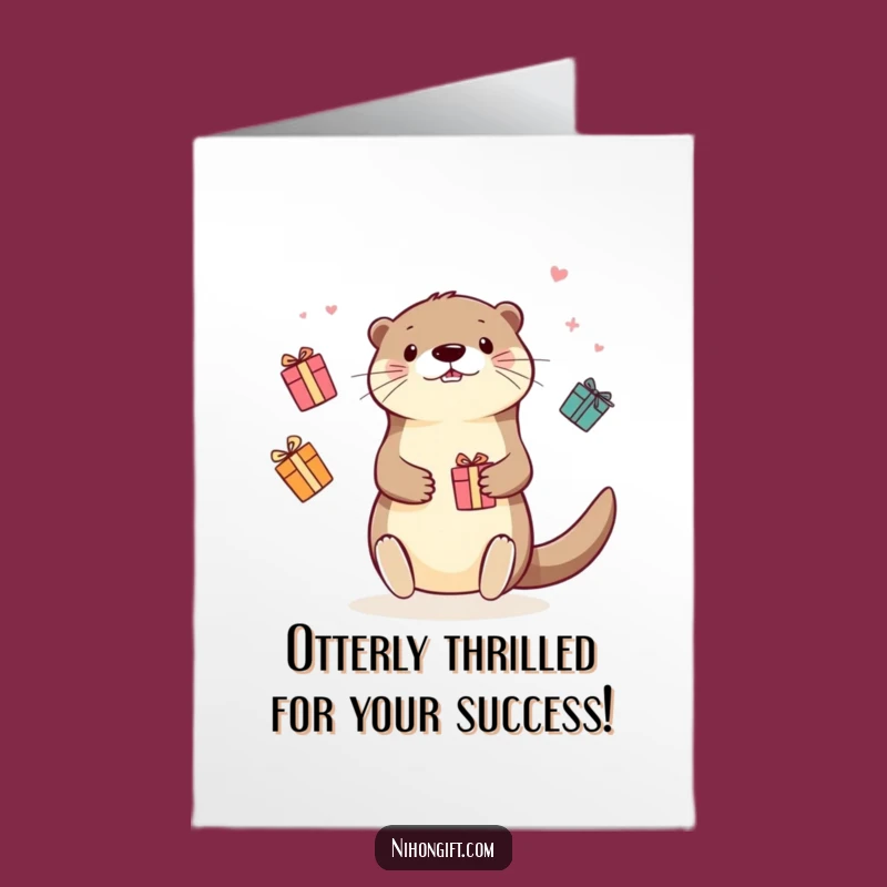 Free Printable Otter Congrats Card - Juggling Joyful Gift Downloadable