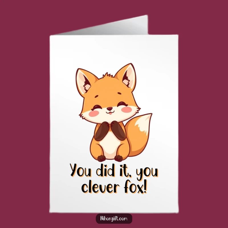 Free Printable Fox Congratulations Card: Paws Clasping Downloadable Joy