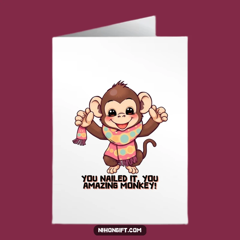 Free Printable Monkey Congratulations Card: Funny Monkey Scarf Gift, Downloadable DIY Success!