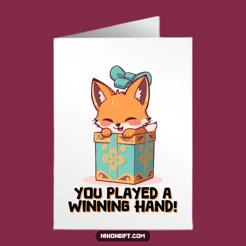 Free Printable Congrats Fox Card: Joyful Gift Opening, Amusing Downloadable Greeting for Any Occasion