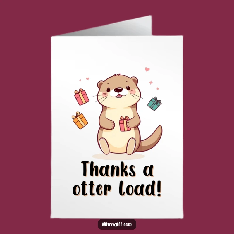 Free Printable Otter Thank You Card - Funny Gift Juggler Downloadable