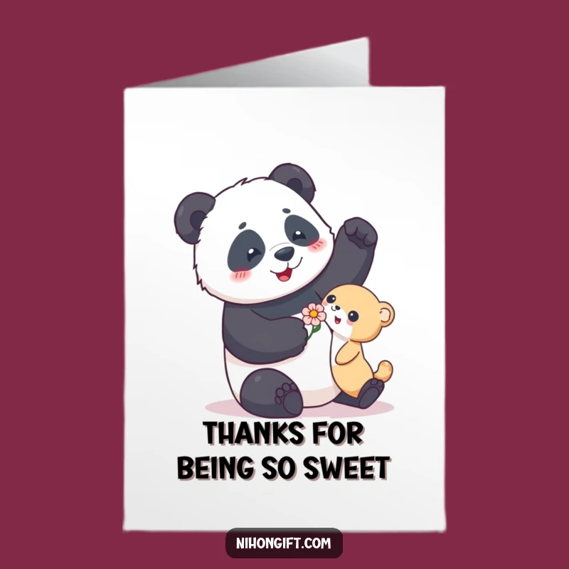 Free Printable Panda Thank You Card: Cute Flower Gift Humor, Downloadable Gratitude Greeting