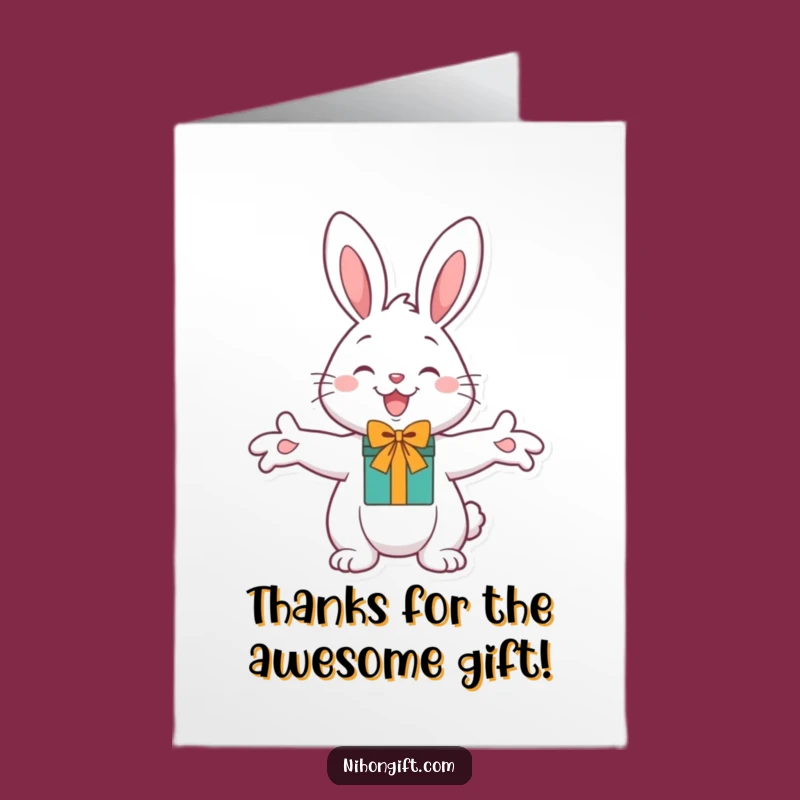 Free Printable Thank You Card: Cheerful Bunny Gift - Sweet Downloadable