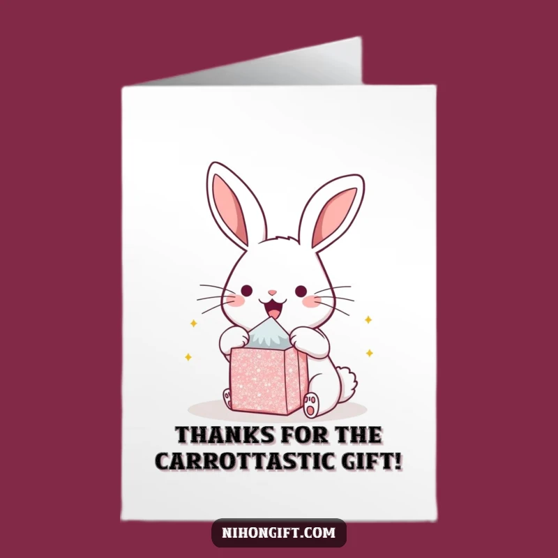 Free Printable Thank You Card: Grateful Kawaii Bunny Expresses Thanks, Funny Downloadable Note