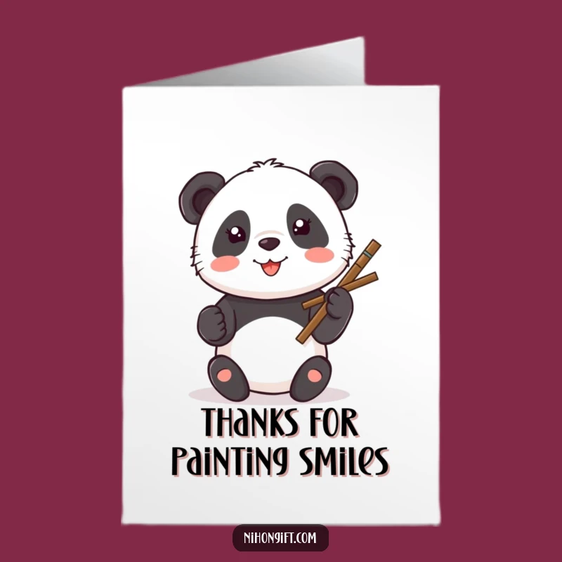 Free Printable Thank You Card: Panda Artist Smile Downloadable Gift for Gratitude
