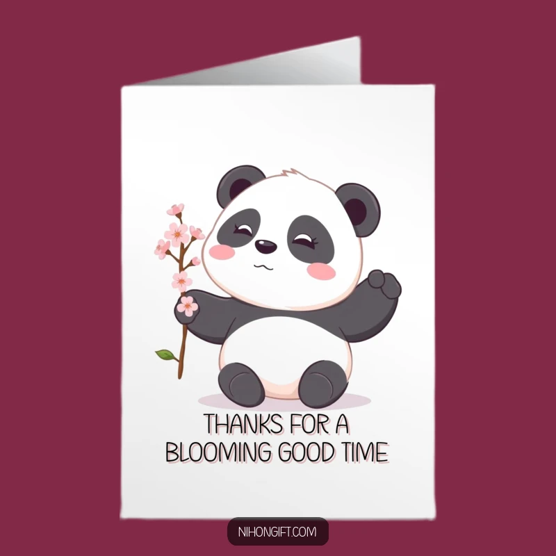 Free Printable Thank You Card: Panda's Blossom Gratitude - Downloadable