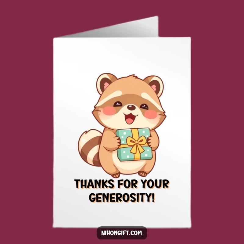Free Printable Thank You Tanuki Card: Grateful Gift Holder, Humorous Downloadable for Appreciation