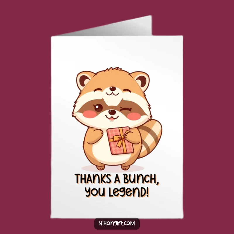 Funny Free Printable Thank You Card: Kawaii Tanuki Gift, Downloadable Gratitude Humor