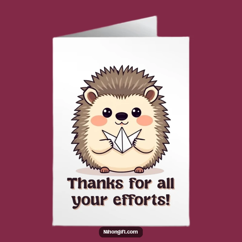 Free Printable Thank You Card: Hedgehog with Origami, Heartfelt DIY
