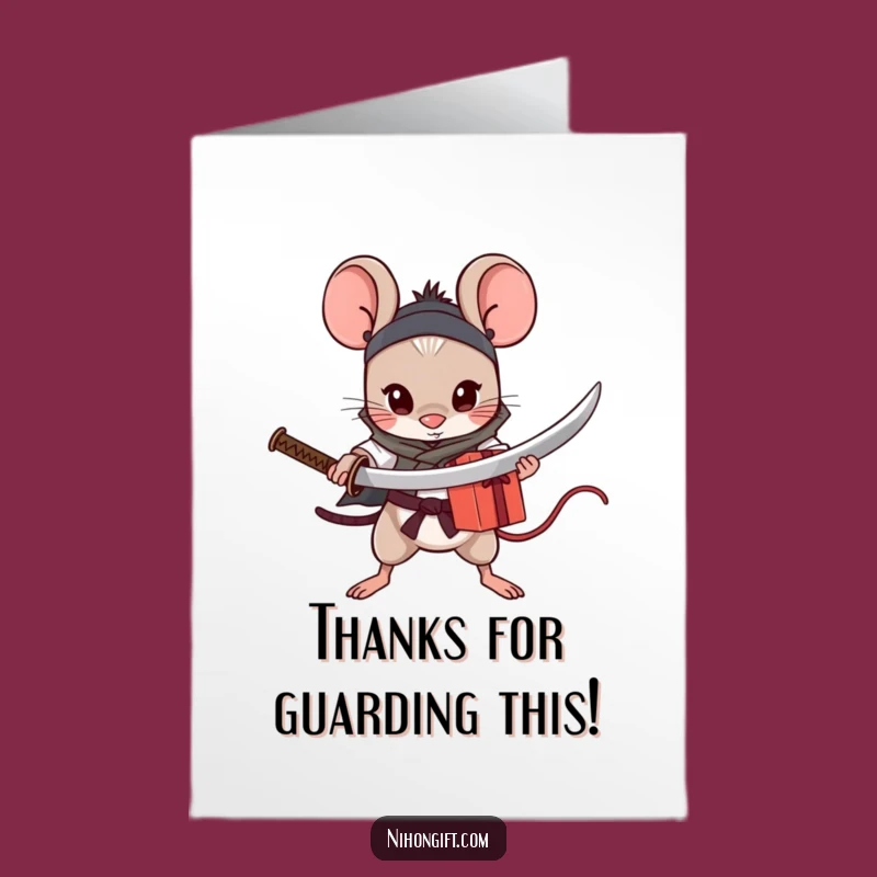 Free Printable Thank You Card: Mouse Protects Your Gift!