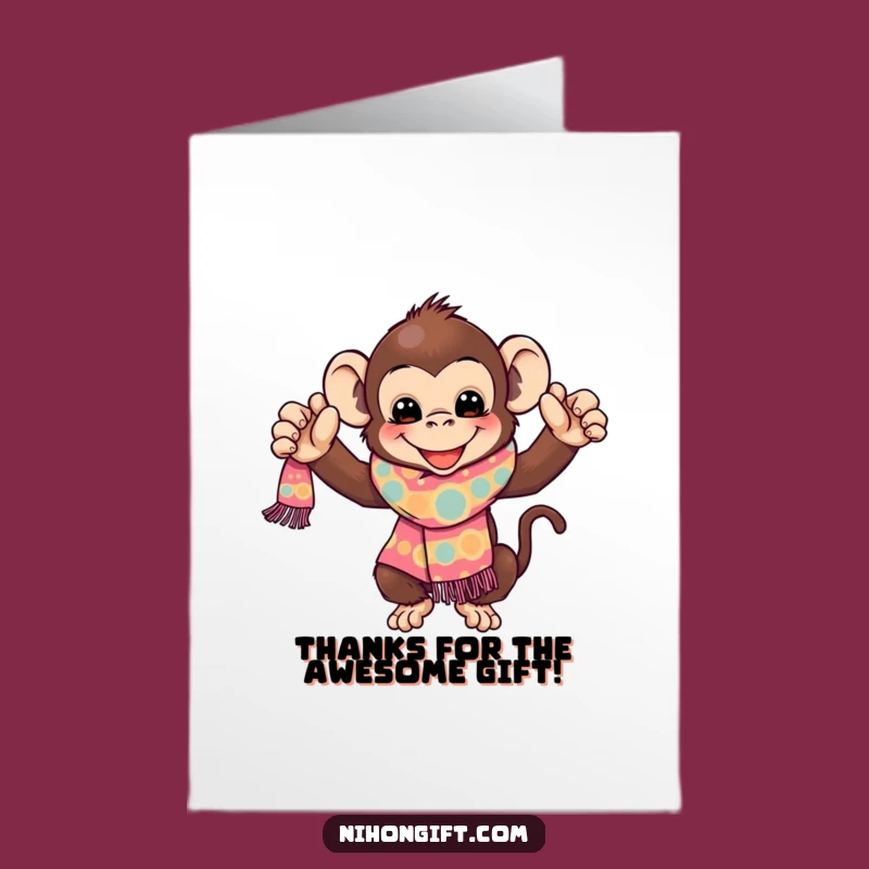 Free Printable Monkey Thank You Card: Funny Monkey Scarf Gift, Downloadable DIY Gratitude!