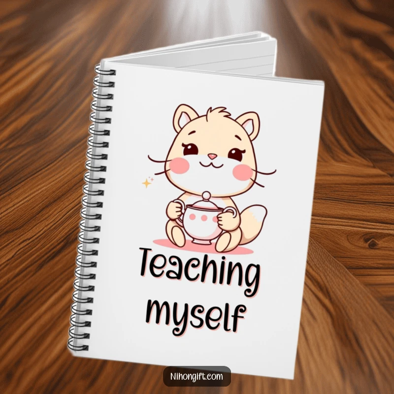 Funny notebook with an animal holding a delicate tea set and a polite smile, great for notes and reflections.
