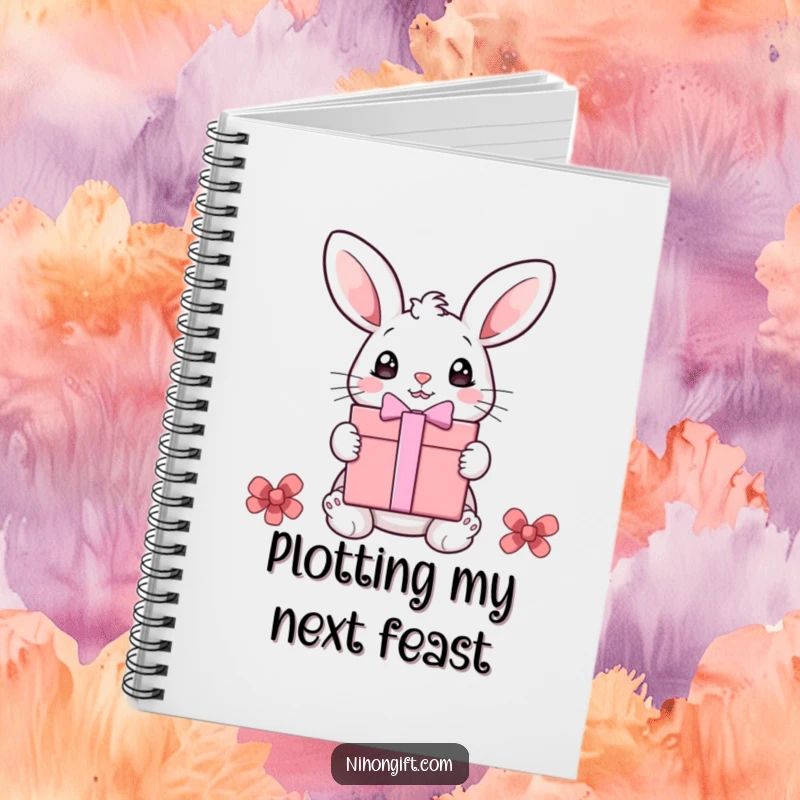Funny bunny notebook featuring a surprised bunny with big eyes, perfect for notes and a touch of humor.