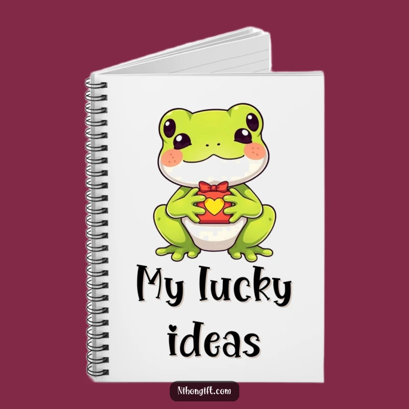 Funny Kawaii Frog Lucky Charm Notebook - Jot Down Lucky Ideas