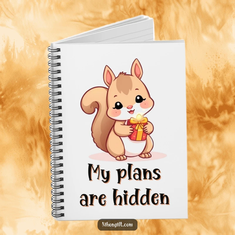 Funny Squirrel Notebook: A kawaii squirrel hides a shiny gift, perfect for jotting down secrets.