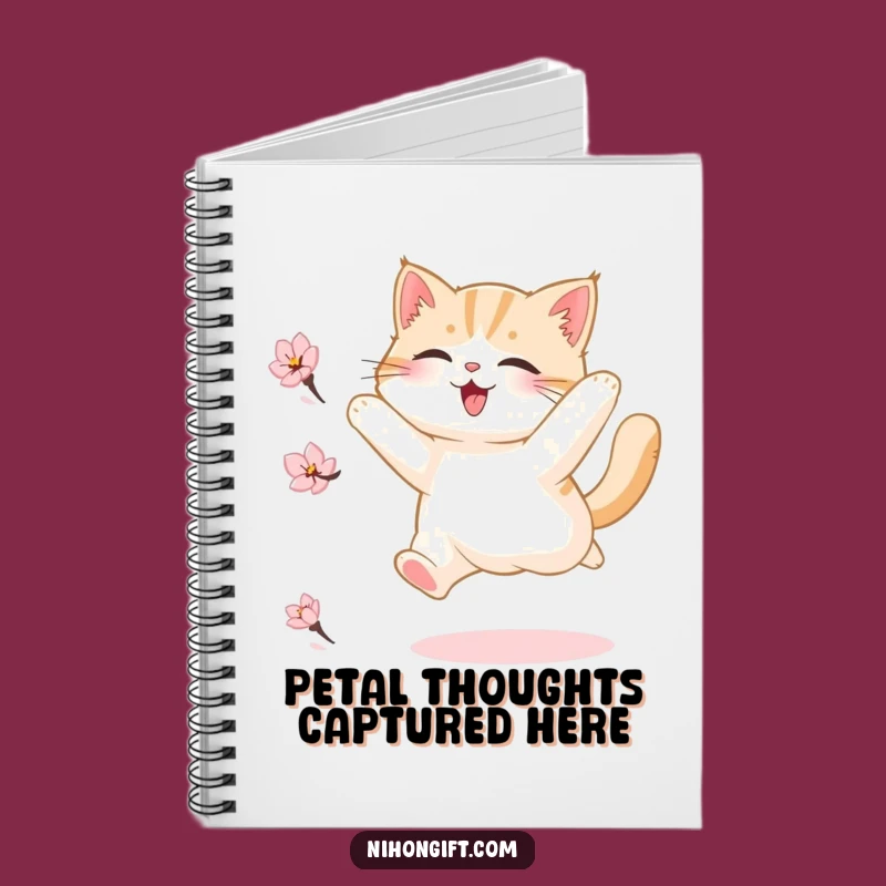 Funny Fluffy Cat Blossom Notebook, Joyful Journal Gift for Writers and Dreamers