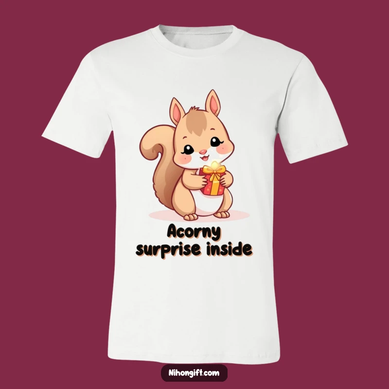 Funny Squirrel T-Shirt - Kawaii Critter Hides a Shiny Gift Secretly