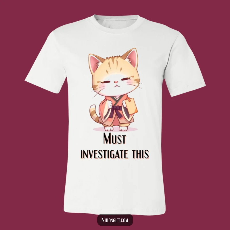 Funny Cat Kimono T-Shirt: Curious Batting, Gift Tag Fun, Perfect Funny Gift