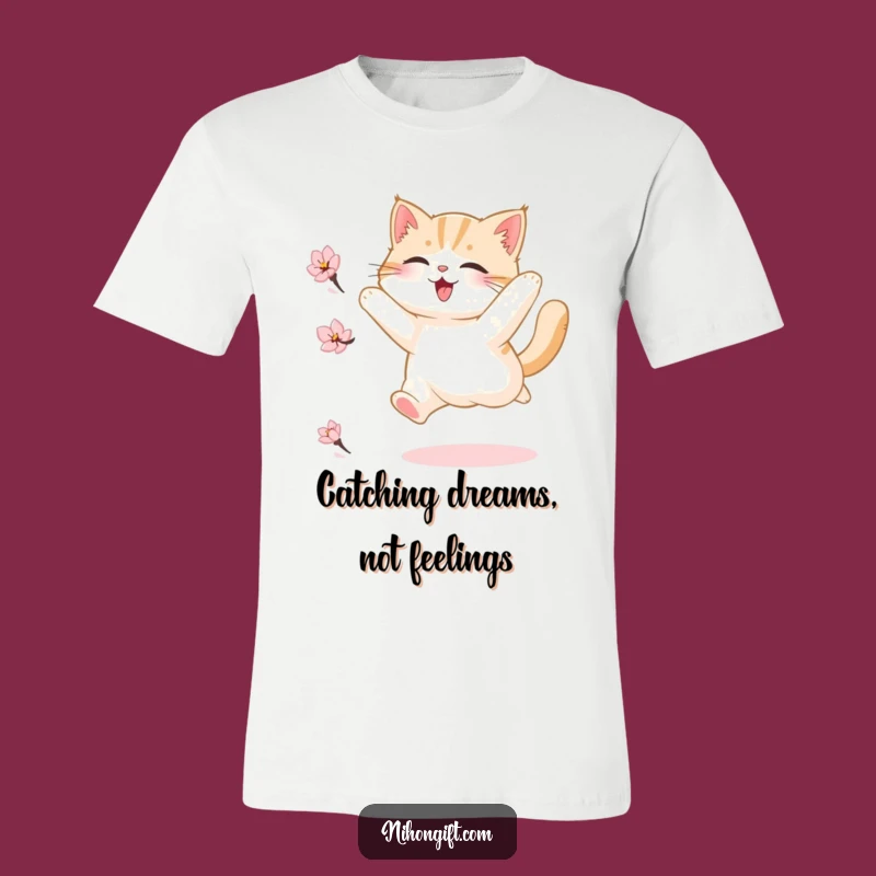 Funny Fluffy Cat Blossom Chase T-Shirt, Hilarious Joyful Gift for Cat Fans