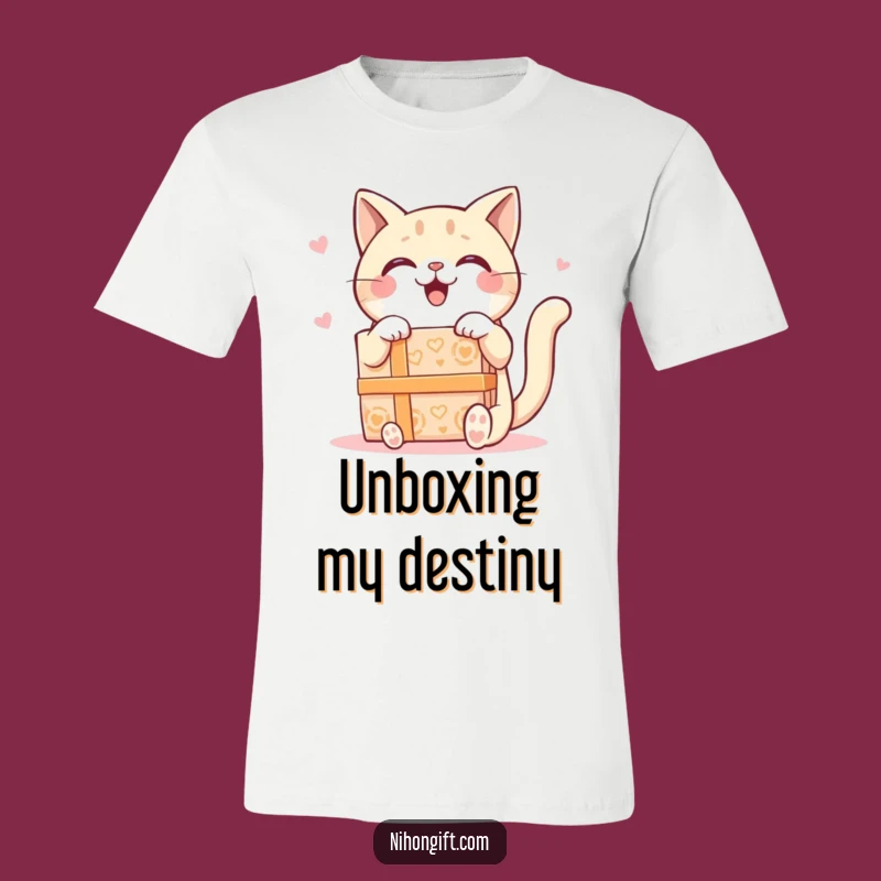 Funny Kawaii Cat T-Shirt: Joyful Kitty with Gift, Hilarious Present for Cat Fans