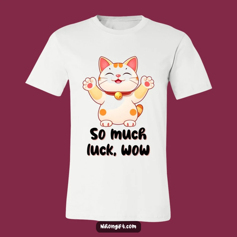 Funny Lucky Cat T-Shirt: Joyful Multi-Paw Wave for Good Fortune, a Quirky Gift