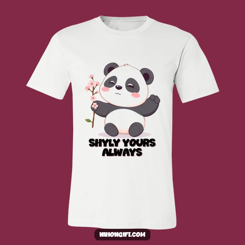 Funny Panda T-Shirt: Shy Offering, Cherry Blossom Gift, Perfect Funny Gift