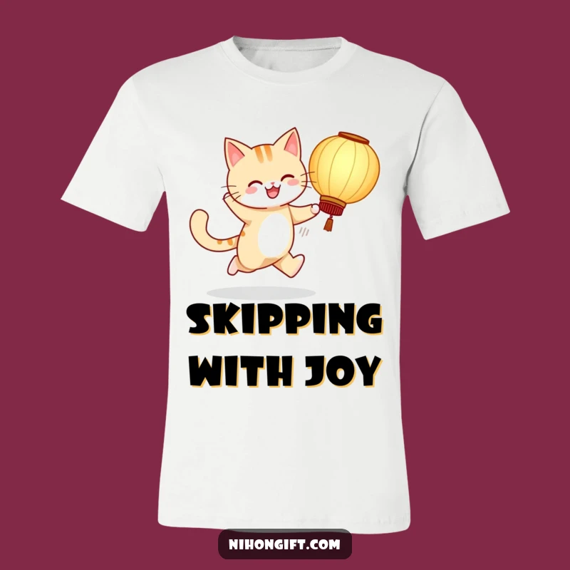 Happy Cat Lantern Dancer Funny T-Shirt: Spread Cheer with this Funny Gift